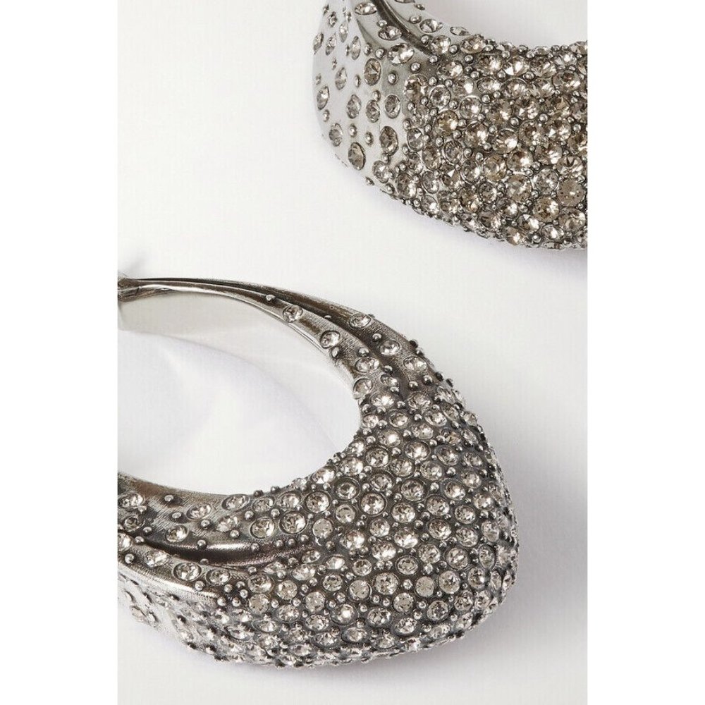 NIB $1200 ALEXANDER MCQUEEN SCULPTURAL PAVE CRYSTAL HOOP EARRINGS SOLD OUT!!! - Picture 4 of 8